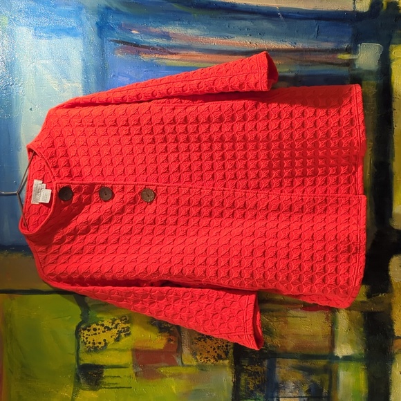 Great Cavalier by St Paul orange A-line three button closure cardigan w/pockets - Picture 2 of 12